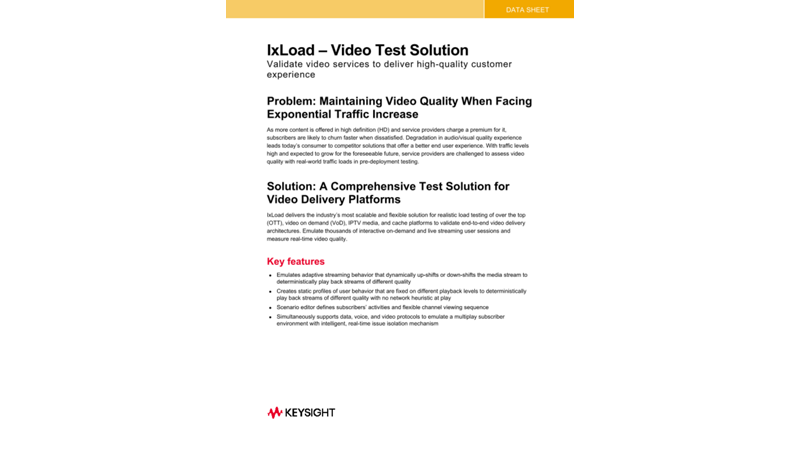 IxLoad – Video Test Solution
